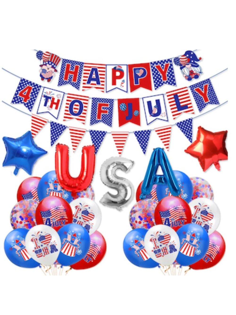 America 250 Patriotic Balloons Banner Red White Blue 4th Of July Decor NIP 🇺🇸